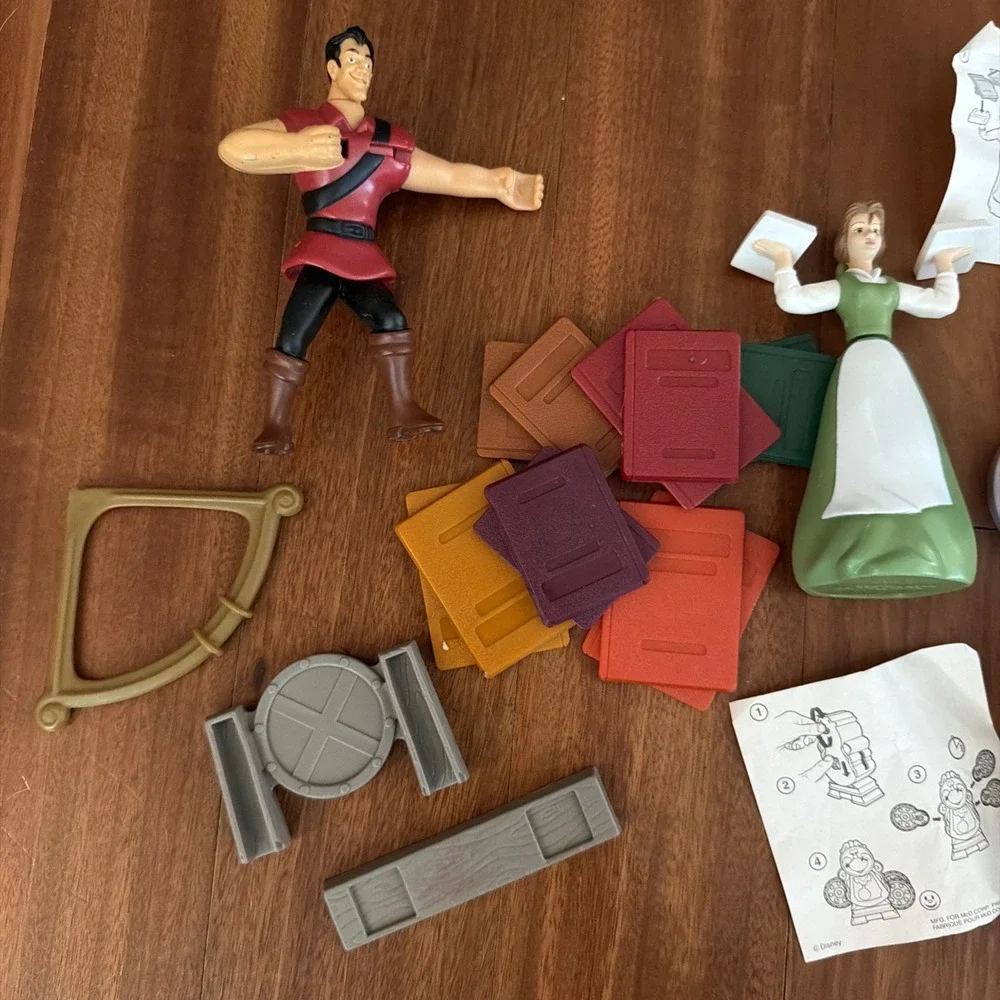 Disney Beauty And The Beast Happy Meal Toys Cogsworth Beast Lumiere Belle Gaston
